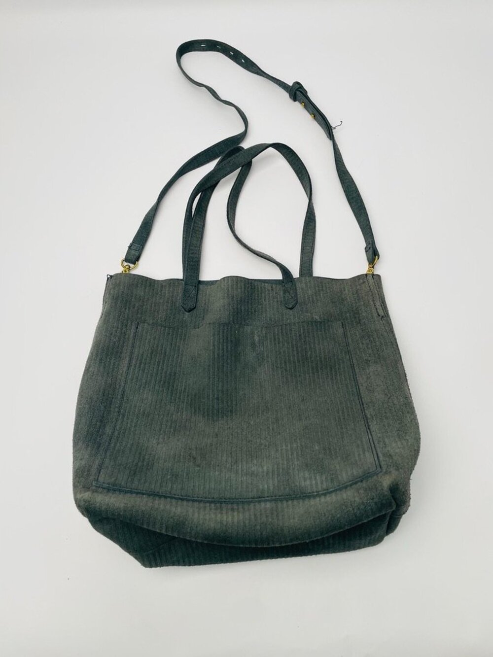 Madewell The Medium Transport Tote in Corduroy Suede – Slate Blue Gray